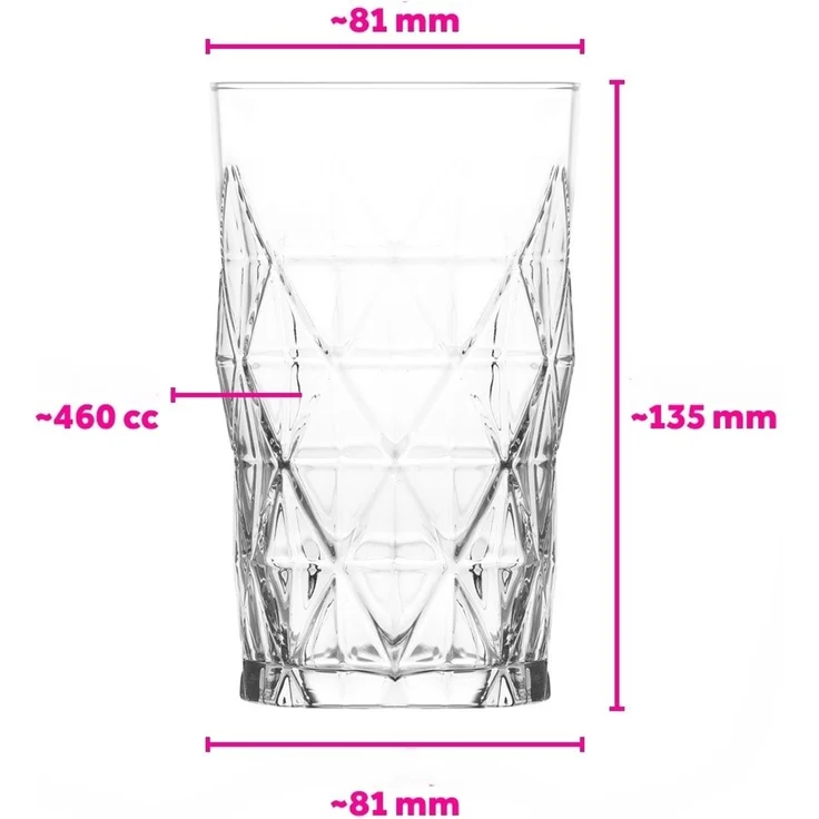 Hermia Concept 'LV-KEO377F' Gläser-Set (6-teilig), Transparent, 8,1 x 8,1 x 13,5 cm, 460 ml – Bild 5