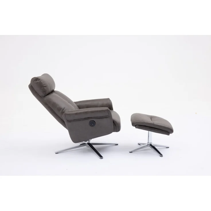 Elektrisch verstellbarer Relaxsessel mit Hocker, ca. 106,5 x 71,5 x 88 cm - Grau – Bild 6