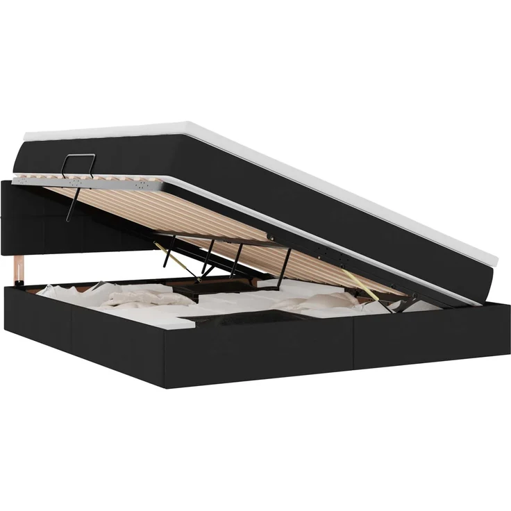 vidaXL LED-Speicherbett mit Matratze Schwarz 180 x 200 cm Stoff 3371162 – Bild 2