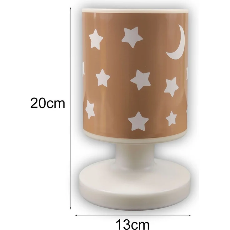 LED Akku Tischleuchte Pfirsichfarben Mond & Sterne per USB aufladbar, Höhe 20cm – Bild 4