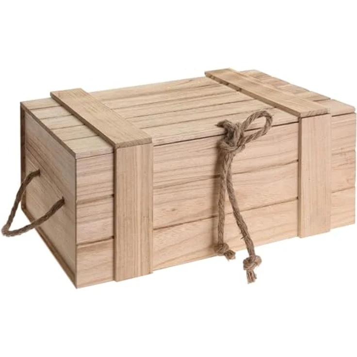 Meinposten Holzkiste Trudi Kiste mit Deckel geflammt vintage alt Truhe Natur Box Weinkiste – Bild 2