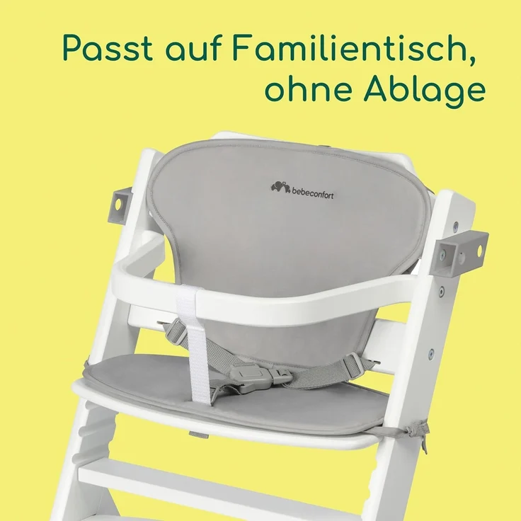 Bebeconfort Hochstuhl Timba - White Gray, Mitwachsender Holz Baby Kinderhochstuhl mit Sitzauflage - verstellbar – Bild 4