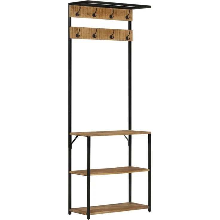 vidaXL Garderobe mit Schuhablage 68x30x182cm Raues Massivholz Mango 372737