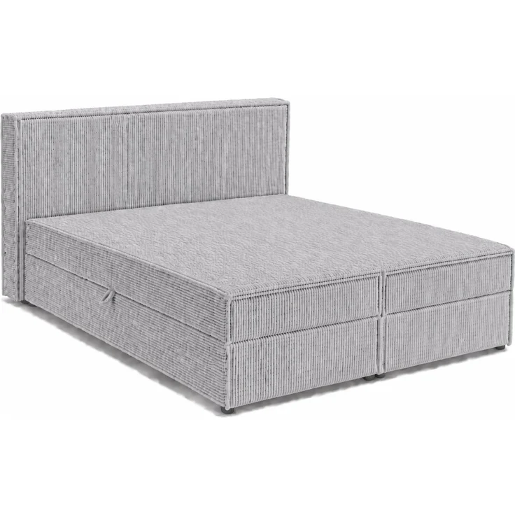 KRISAN MÖBEL Kontinentallbett ASTI Stoff POSO-Cord in Grau 180 × 200 x 106 cm Bett mit Bettkasten und Topper inklusiv – Bild 1