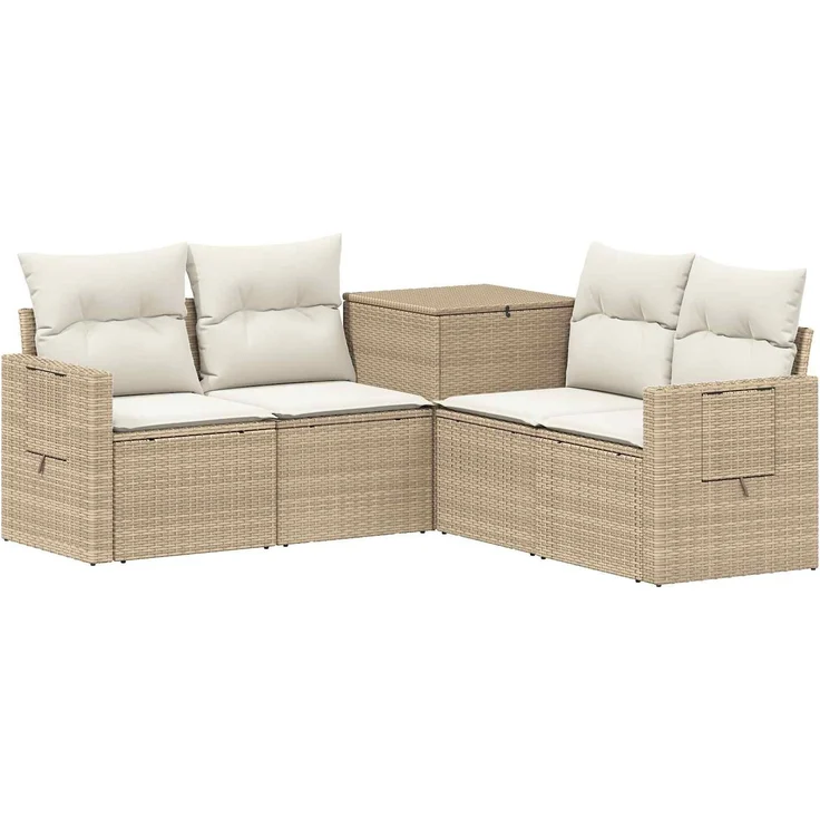 vidaXL Sofa Set 5 stk. Beige und Cremeweiß Polyrattan und Stahl 3447884 – Bild 2