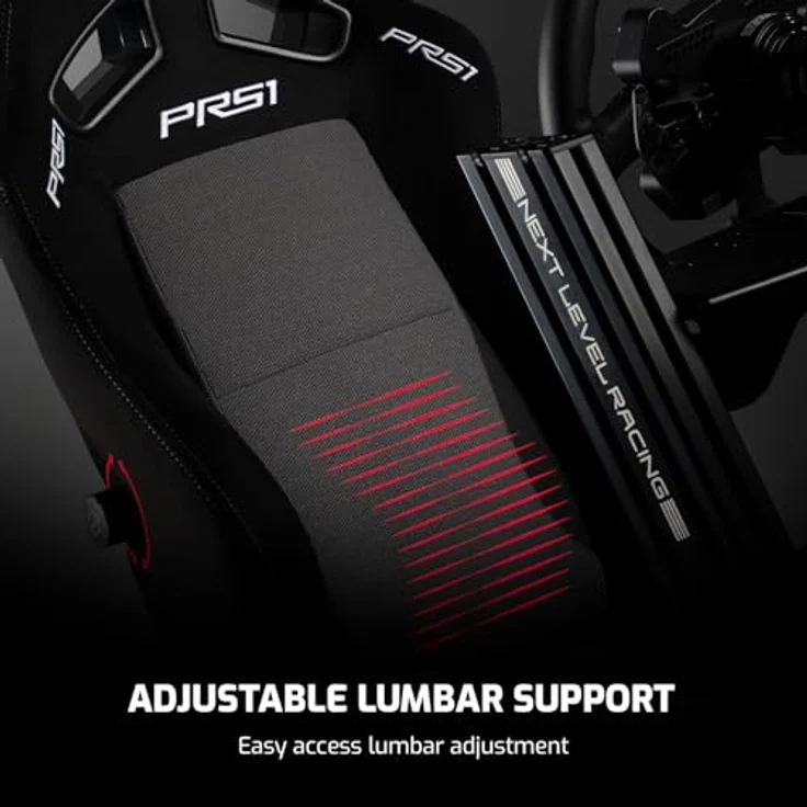 Next Level Racing PRS1 Performance Reclining Seat, Sim Racing Sitz für bis zu 150 kg, Schwarz/Grau, atmungsaktiver Mesh-Stoff, verstellbare Lendenstütze – Bild 3
