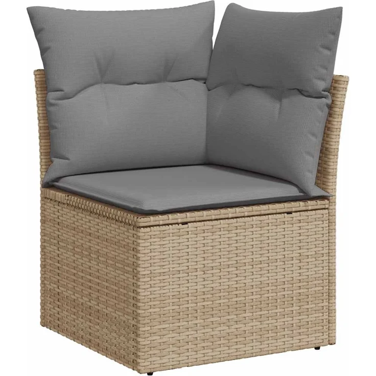 vidaXL 9-tlg. Garten-Sofagarnitur mit Kissen Beige Poly Rattan Akazie 3328102 – Bild 3