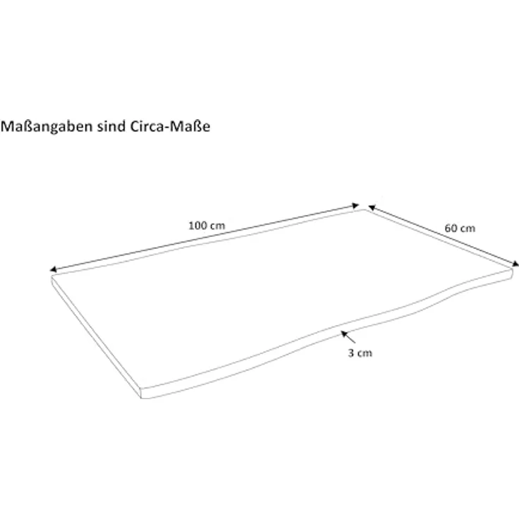 SAM Tischplatte Joan | 100 x 60 cm eckig | Holz | Farbe: Eiche | Baumkante | Holzplatte für Küche & Café – Bild 2