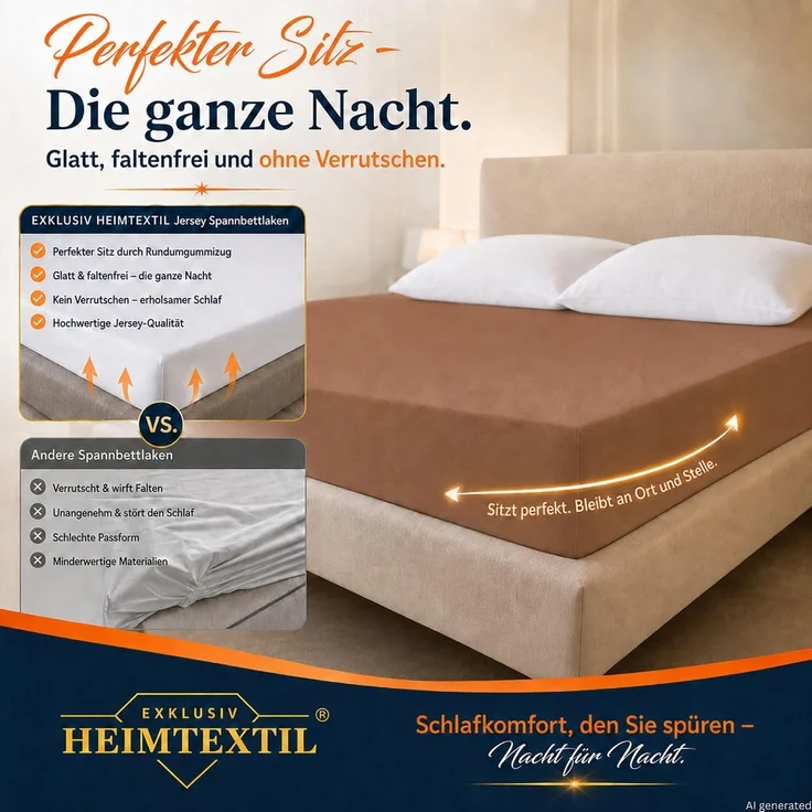 Doppelpack Jersey Spannbettlaken 90 - 100 x 200 cm Schokobraun – Bild 3