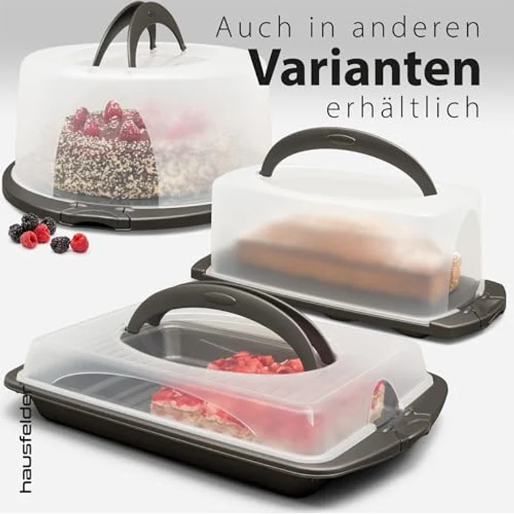Hausfelder Kuchentransportbox Kuchentransportbox rechteckig (Kastenkuchen), Kunststoff, (Set, 1-tlg, 1 Box), Transportboxen mit Deckel – Bild 7