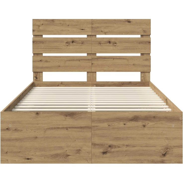 vidaXL Bettrahmen mit Kopfteil Kunsthandwerk Eiche 135 x 190 cm 3411759 – Bild 6