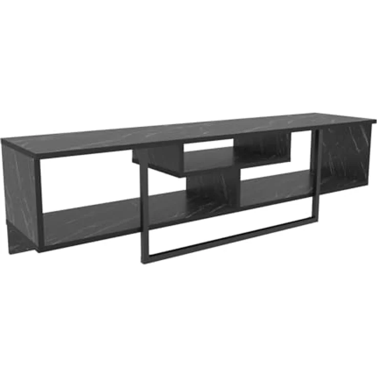 Hanah Home Stylish Black TV Stand, 150 cm Wide, 35.2 cm Deep, 40 cm High | 100% Melamine Coated Particle Board, 18 mm Thick | Perfect for Modern Living Rooms – Bild 5
