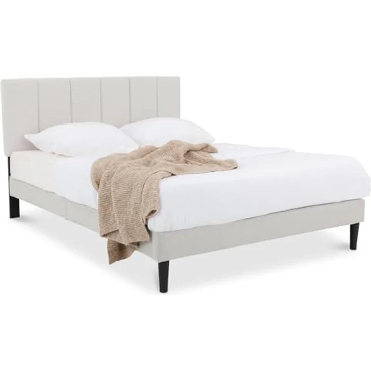 IDIMEX Polsterbett OLBIA, Bett 140x200 cm mit Stoffbezug in Leinenoptik, inkl. Lattenrost Grau – Bild 4