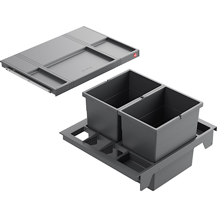 Hailo Abfallsammler 3620811 Separato Abfall Einsatz 2x 20 L Mülleimer Dunkelgrau