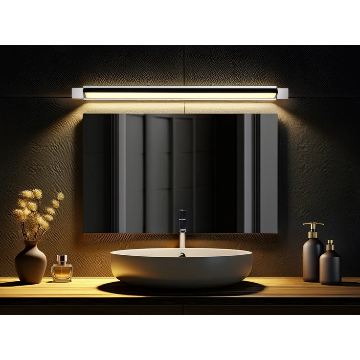 Dimmbare LED Bad Spiegelleuchte FABRIZIO schwenkbar, Chrom Breite 80cm – Bild 1