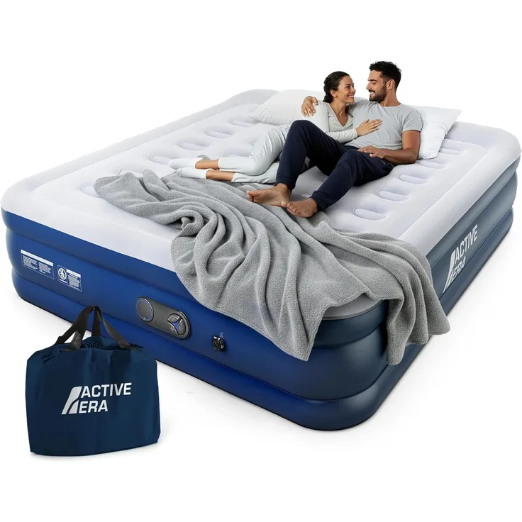 Premium Luftbett Doppel King Size - 203 x 152 x 48 cm - mit eingebauter elektrischer Pumpe und integriertem Kissen