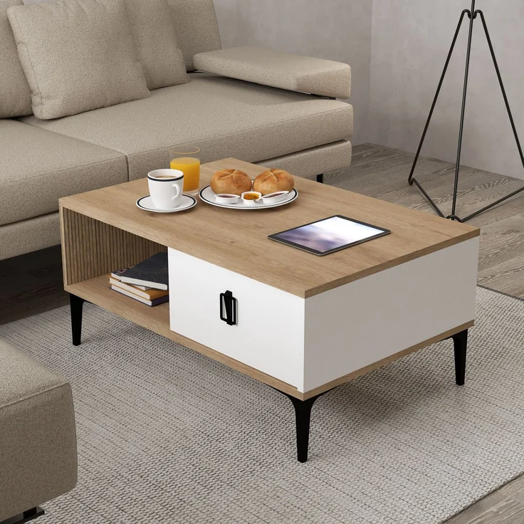 Skye Decor 'Sare 2005' Couchtisch, Saphir-Eiche / Weiß, 90 x 41,5 x 60 cm – Bild 1