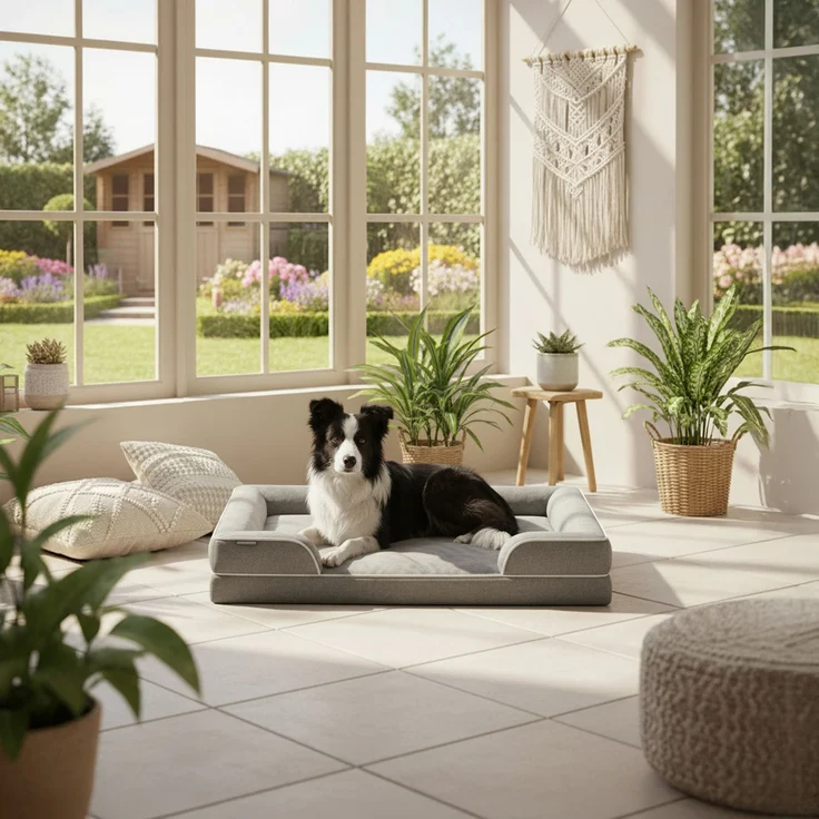 belviona Memoryfoam Hundebett orthopädisch, gelenkschonend & wasserabweisend mit abnehmbaren Bezug, 106x80x17 cm – Bild 2