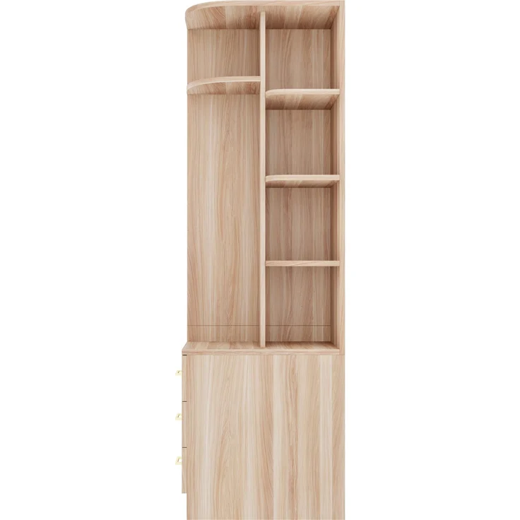Kleiderschrank 70 x 55 x 175 cm in Weiß und Holzfarbe mit offener Kleiderstange und Schubladen – Bild 6