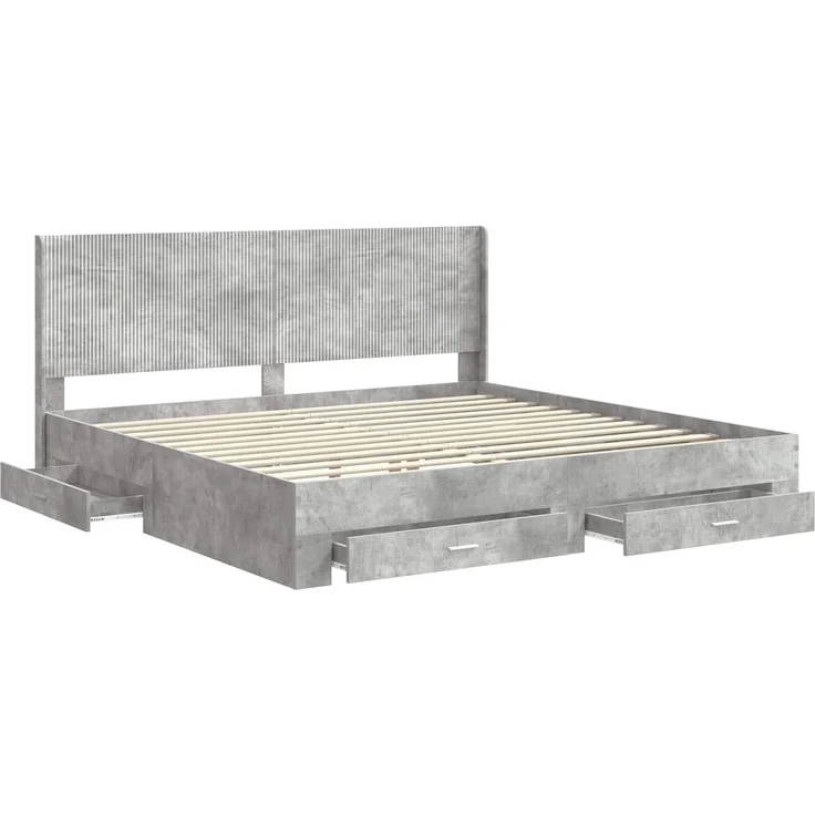 vidaXL Bettgestell mit Stauraum und Kopfteil Betongrau Holzwerkstoff 3414082 – Bild 5