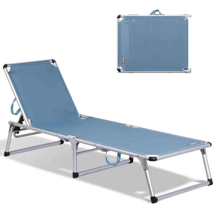 HOMECALL Gartenliege Leicht Sonnenliege Klappbar Alu Liegestuhl Strandliege, 1-tlg, 5 fach Verstellbare Rückenlehne, Sonnenschutzdach, bis 136KG – Bild 1