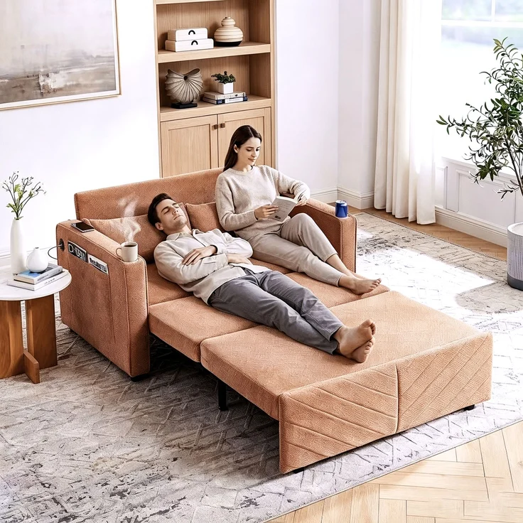 ZUBALIYA Sofa mit USB - Anschluss, für Wohnzimmer und Apartments, mit stabilem Untergestell, für den täglichen Gebrauch, Blau – Bild 12