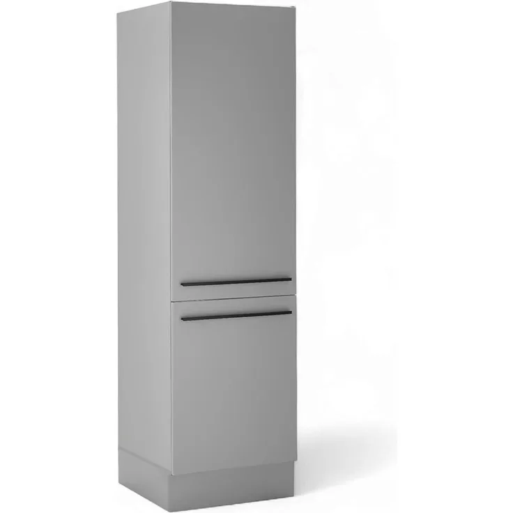 Stella Trading Denver Einbauschrank für Kühlschrank in Grau - Geräumiger Hochschrank Küchenschrank mit viel Stauraum - 60 x 211 x 57 cm (B/H/T)