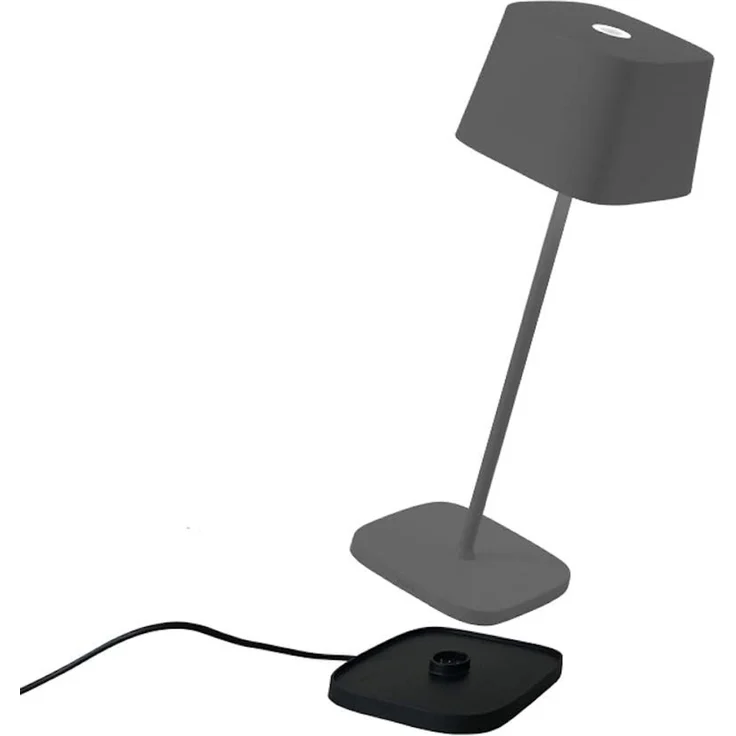 Zafferano - Ofelia Pro Kabellose LED-Tischleuchte aus Aluminium, dimmbar, IP65-Schutz, Indoor/Outdoor Benutzung, EU-Stecker - Höhe: 29cm (Dunkelgrau), LD0870N3 [Energieklasse A+++] – Bild 1