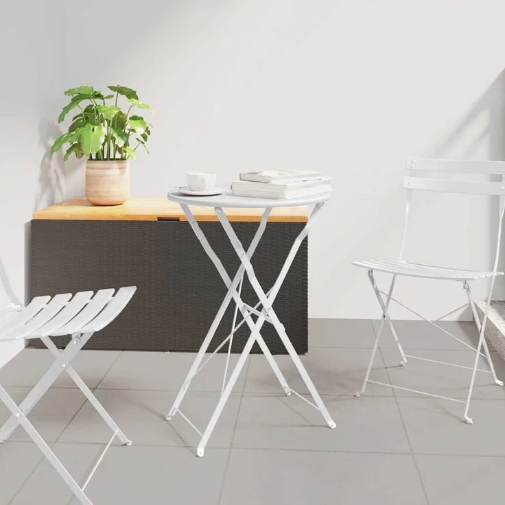 Gartentisch, Bistrotisch Weiß Ø 50x71 cm Pulverbeschichteter Stahl