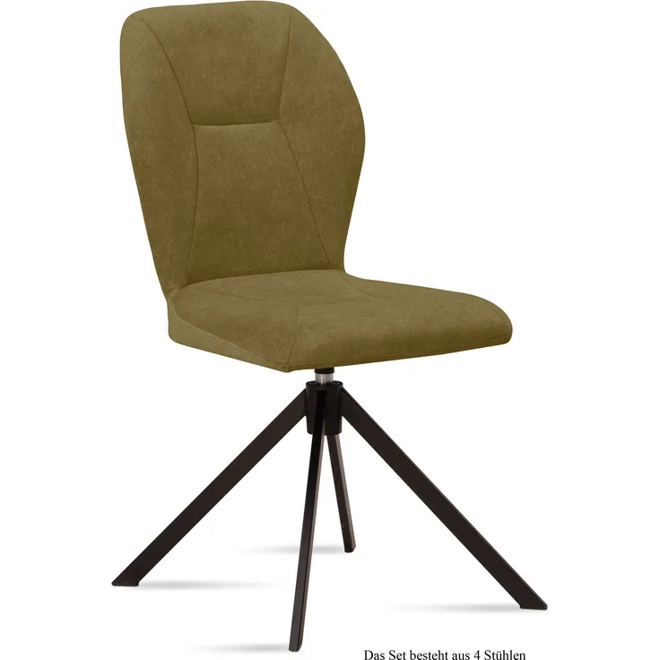 Esszimmerstuhl drehbar (4er-Set) Denyse 51x92x60 Schwarz/Olivgrün