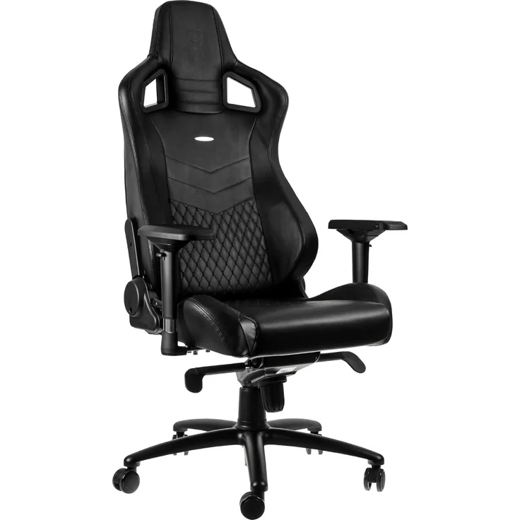 noblechairs Epic Gaming Stuhl - Bürostuhl - Schreibtischstuhl - Echtleder - Inklusive Kissen - Schwarz – Bild 1