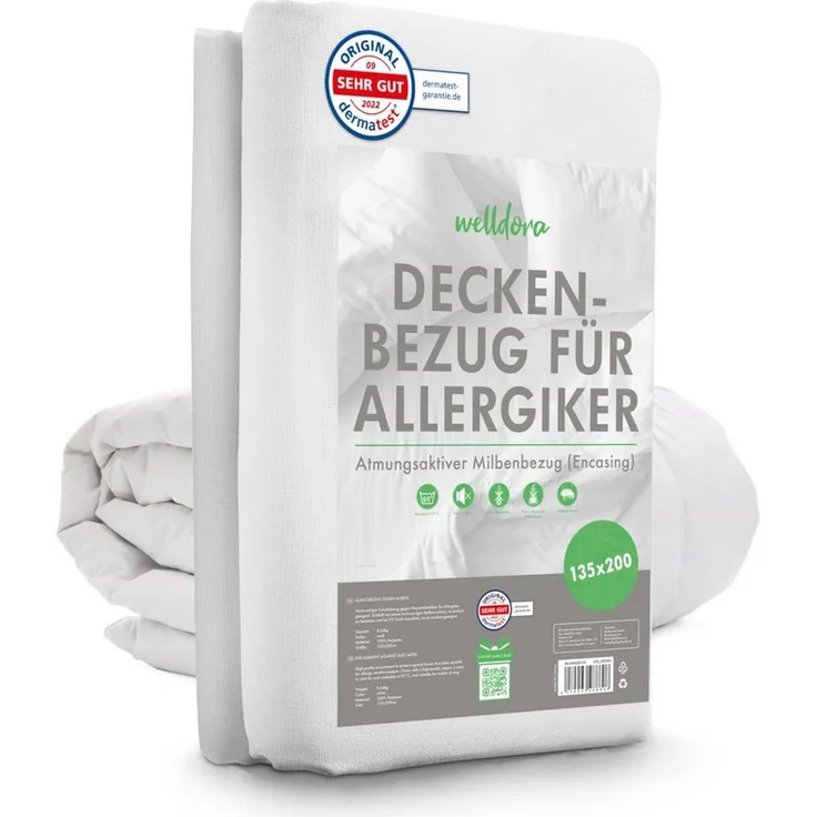 Welldora Bettbezug, Milbenbezug Bettdecke, Allergiker Deckenbezug fachärztlich getestet, Encasing gegen Milben & Bettwanzen, Allergiker Bettwäsche Decke