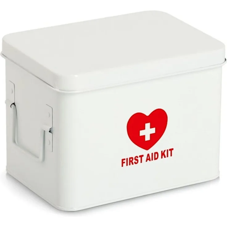 ZELLER 19244 Medizinbox FIRST AID KIT Metall weiß - 22 x 16 x 16 cm / Arzneimittelaufbewahrung