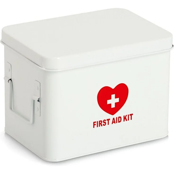 ZELLER 19244 Medizinbox FIRST AID KIT Metall weiß - 22 x 16 x 16 cm / Arzneimittelaufbewahrung – Bild 1