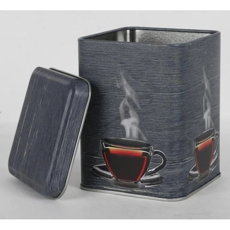 12 Stück Metall-Teedosen grau mit Deckel Küche Haushalt Gefäß 8x8x10cm