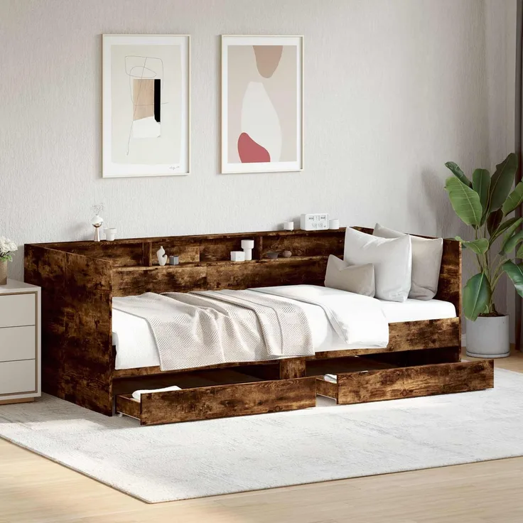 vidaXL Tagesbett mit Schubladen Geräucherte Eiche Holzwerkstoff 3429639
