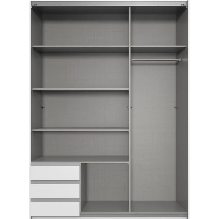 Schwebetürenschrank 2türig Kleiderschrank 138 cm Eiche Dekor Grafit Passepartout – Bild 2