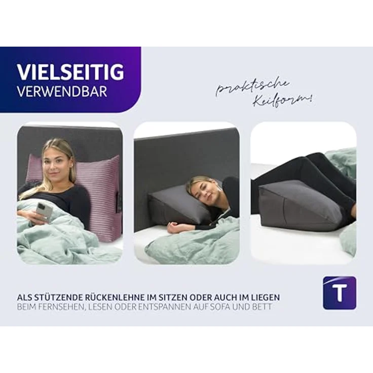 Traumnacht Cozy Rückenkissen, Lesekissen, 70x40 cm, rosa, Abnehmbarer,waschbarer Bezug aus gemütlichem Kord, praktisches Seitenfach, Öko-Tex Zertifiziert, produziert nach deutschem Qualitätsstandard – Bild 6