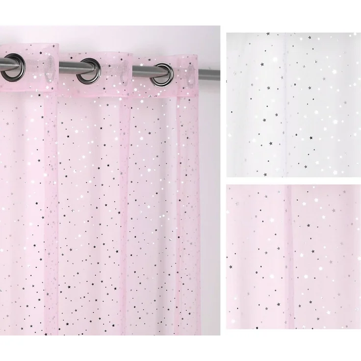 Beautex Gardine Luftiger Ösenschal mit Glitzer Sternen, Gardine mit Ösen 140x260 cm (1 St), Ösen, transparent – Bild 1