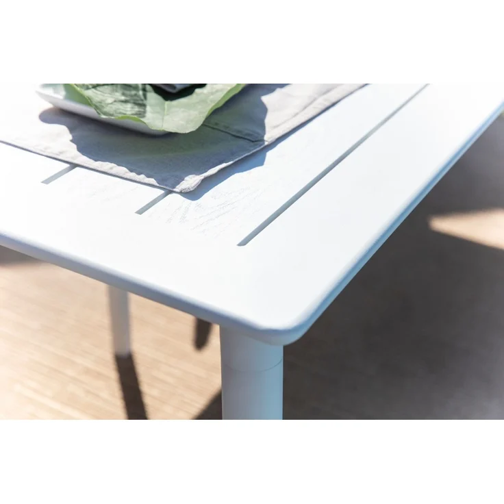 Gartenesstisch Nimes aus Aluminium, modern, weiß, rechteckig, für 6-8 Personen, Brafab – Bild 5