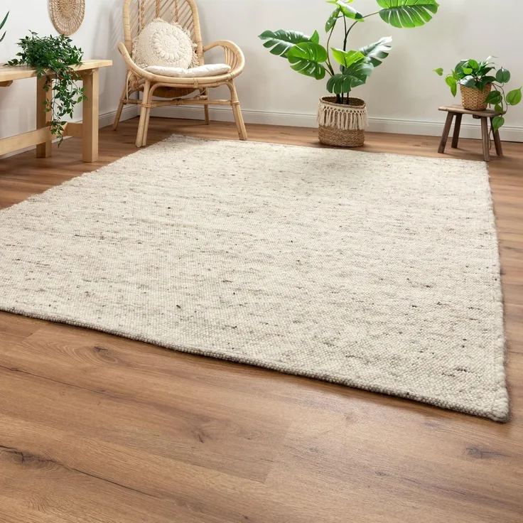 Handweb Teppich Korinth, Farbe: Natur Dunkel, Größe: 200x240 cm
