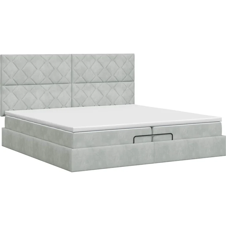 vidaXL Ottoman Bett mit Matratze Hellgrau 200 x 200 cm Samt 3457815 – Bild 8