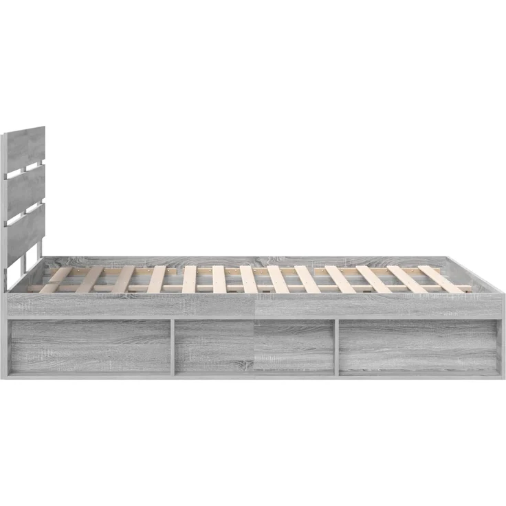 vidaXL Bettrahmen Graues Sonoma 140 x 190 cm Massives Kiefernholz 3411749 – Bild 7