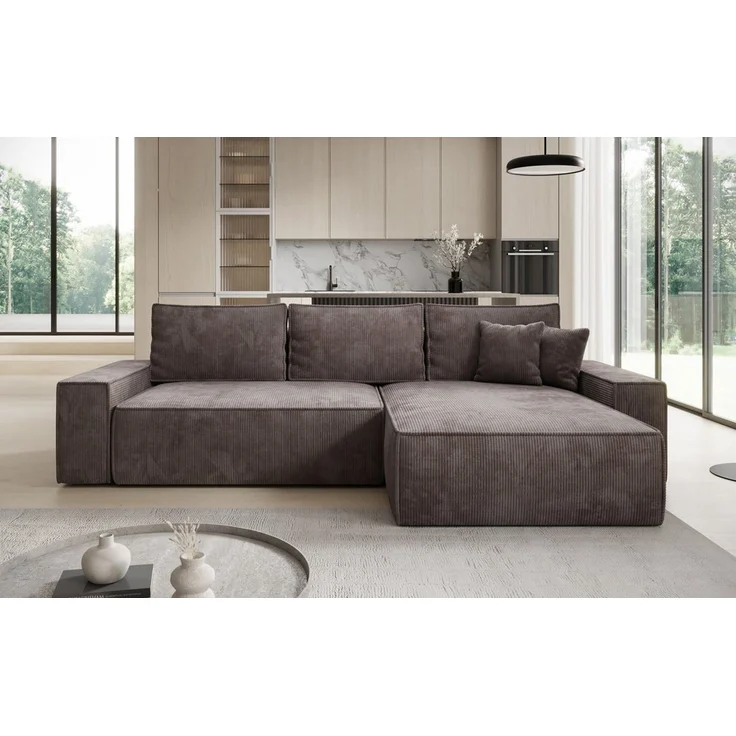 Luxusbetten24 Schlafsofa Designer Sofa Lunaro in Cord, mit Stauraum und Schlaffunktion – Bild 2