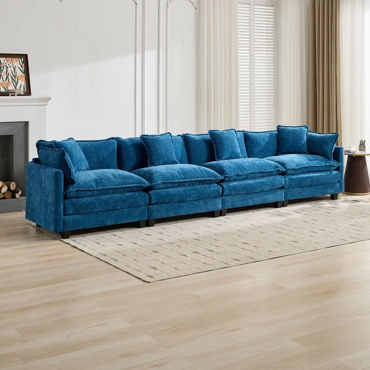 ZUBALIYA Sofa mit LED - Beleuchtung, mit Chenille - Bezug, mit Cordbezug, modular aufgebaut, aus Chenille, für Wohnzimmer und Apartments – Bild 1