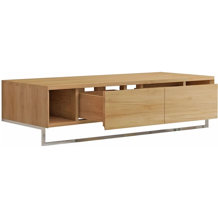 Vente-unique - Hängender Waschbeckenunterschrank aus Teakholz mit Handtuchhalter – 120 cm – KUPANG – Bild 5