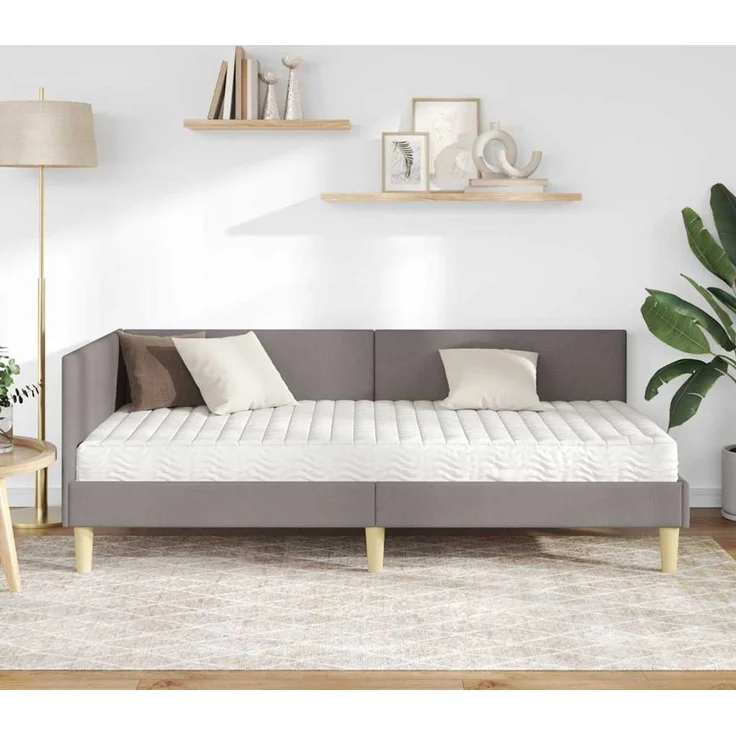 vidaXL Eckbettgestell mit Matratze 2 stk. Taupe 90 x 200 cm Stoff 3393746 – Bild 3