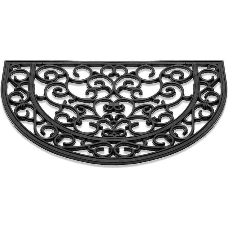 matches21 HOME & HOBBY Fußmatte Hartgummi Fußmatte Ornamente halbrund 40x60 cm schwarz, halbrund, Höhe: 12 mm, Wetterfeste Aussen-Bereich Türmatte als Outdoor Schmutzfangmatte