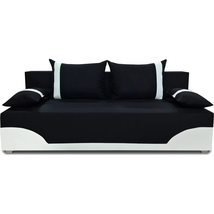 Bettsofa Dario - Klappsofa mit Schlaffunktion und Bettkasten, Schlafsofa, Sofa, Schlafcouch (Schwarz + Weiß (Neo 15 + Dolaro 511)) – Bild 2