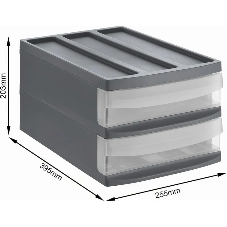 Rotho Schubladenbox Duo Systemix M 2 Schübe anthrazit – Bild 4